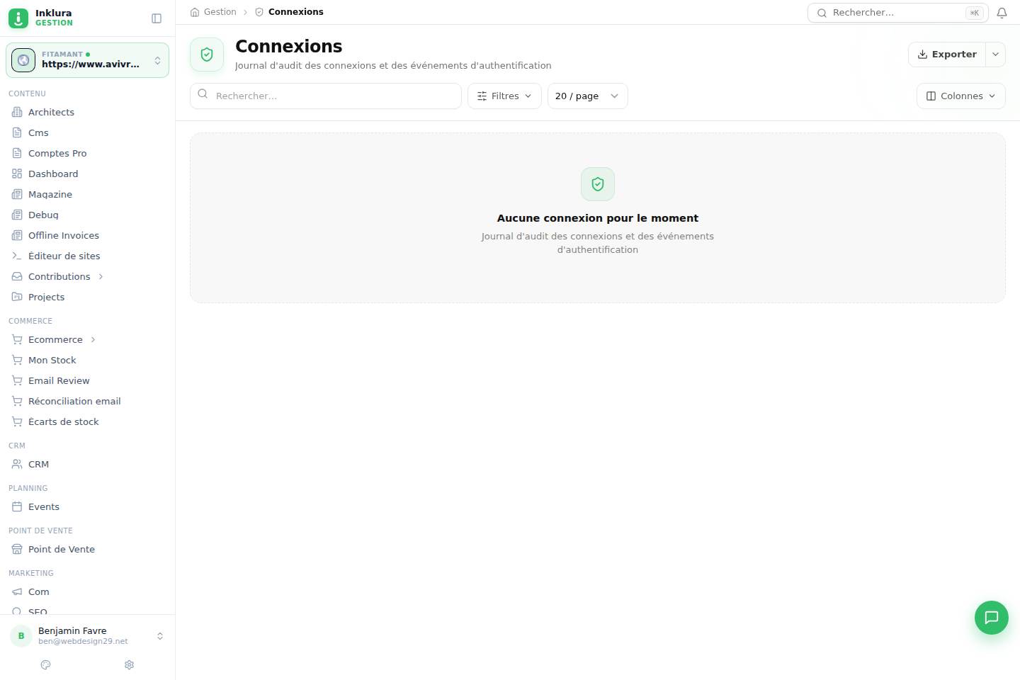 Connexions — Vue d'ensemble de Connexions