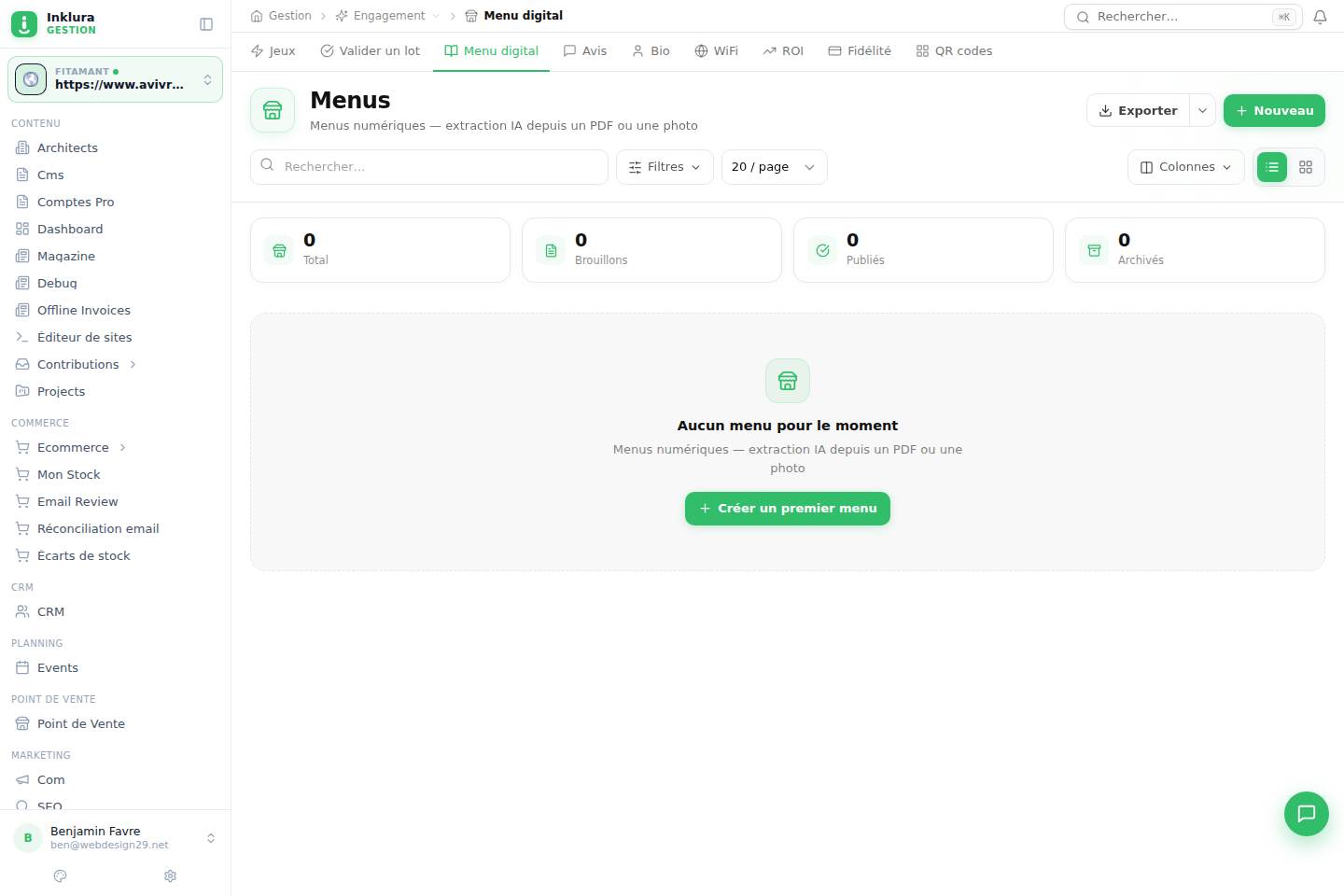 Engagement — Menus