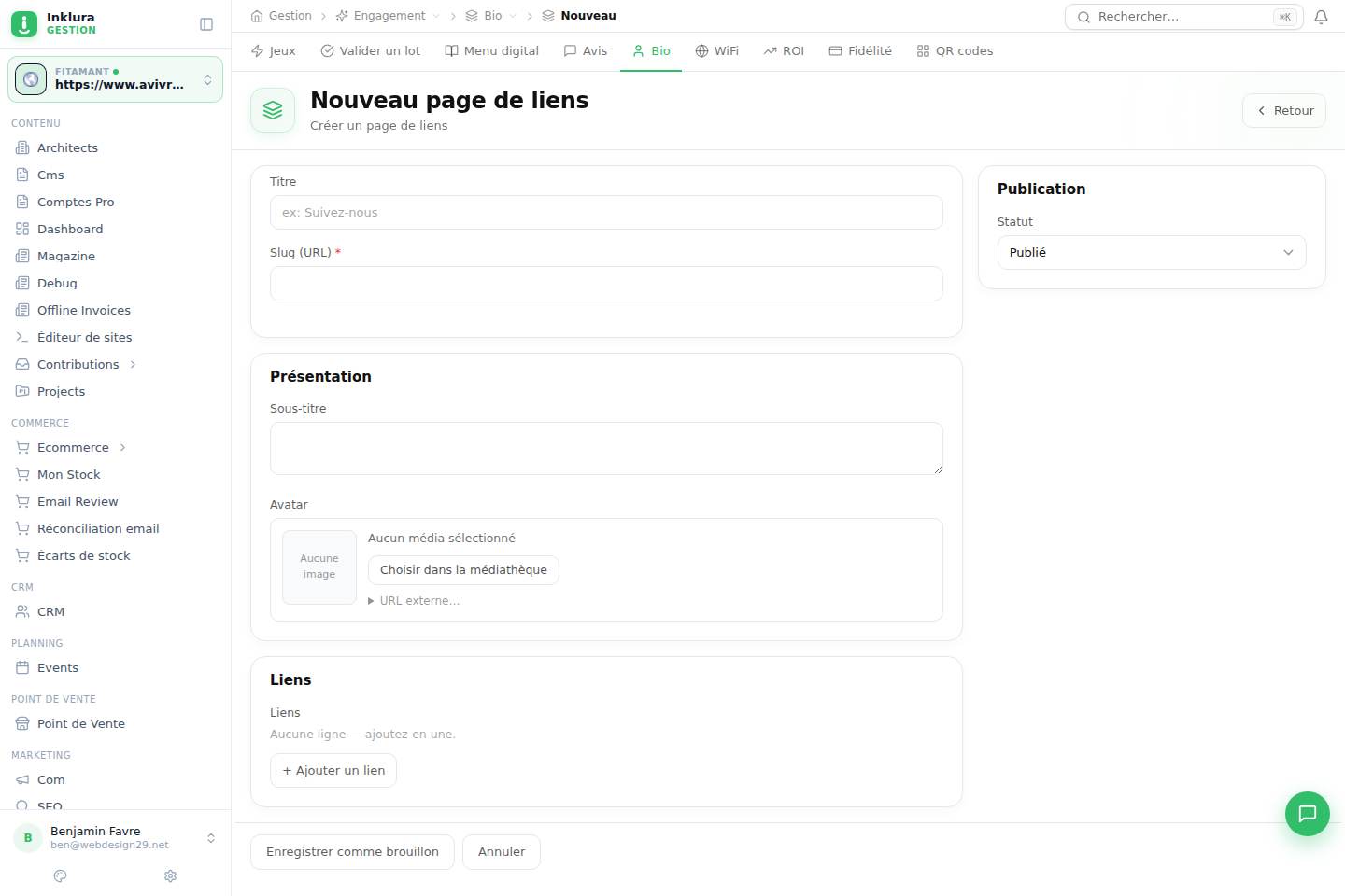 Engagement — Créer — Bio