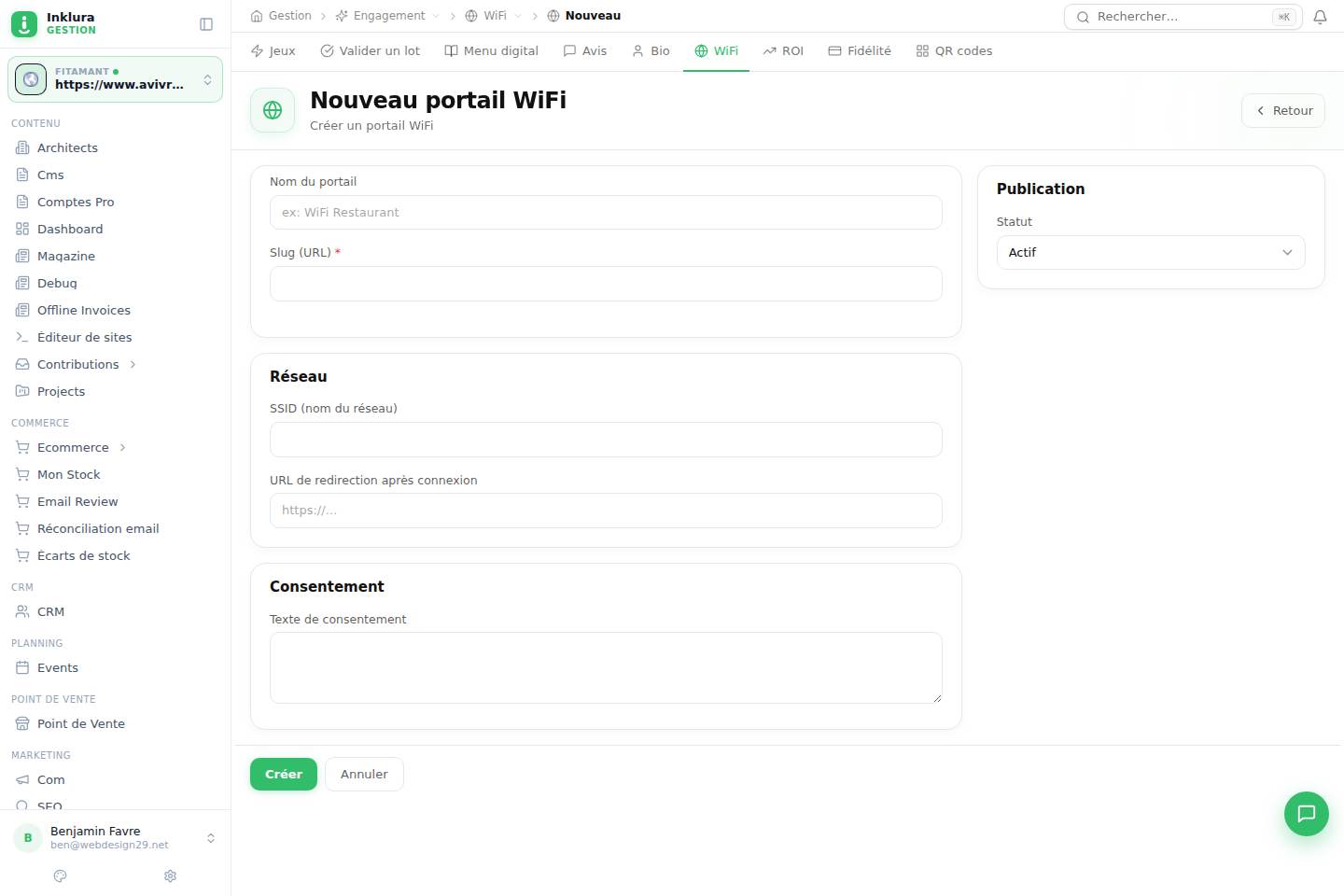 Engagement — Créer — Wi-Fi
