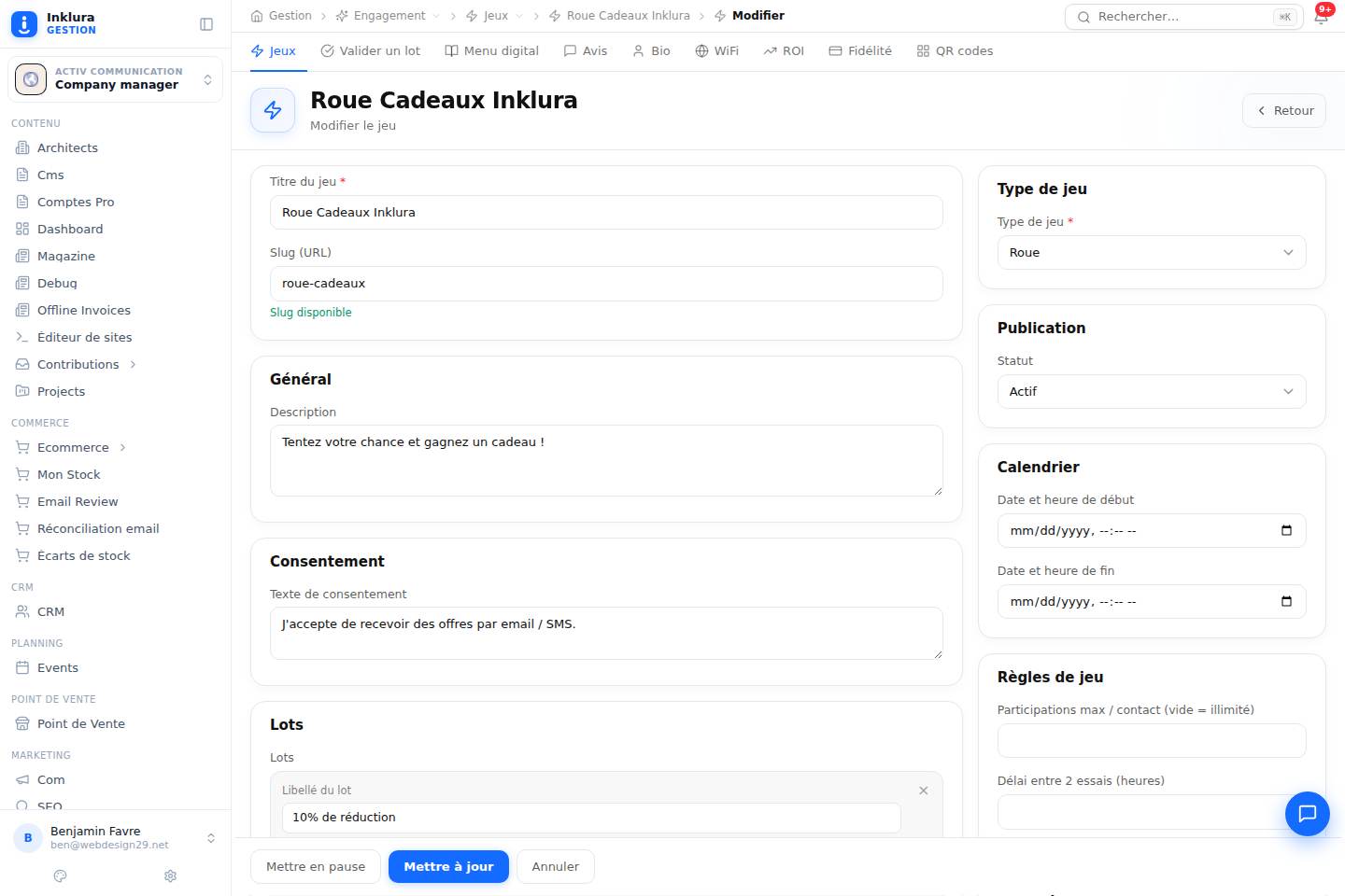 Engagement — Modifier — Jeux