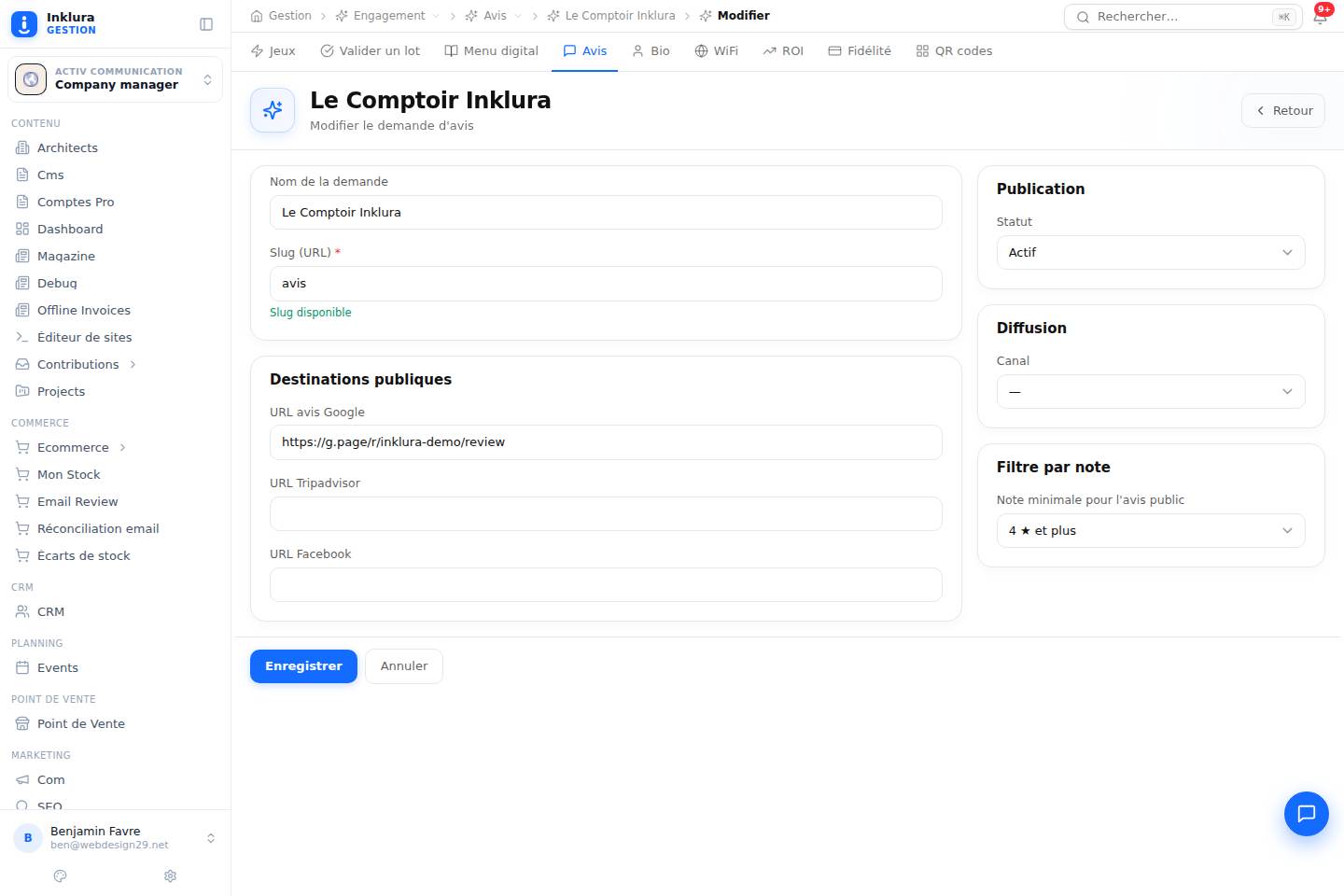 Engagement — Modifier — Avis