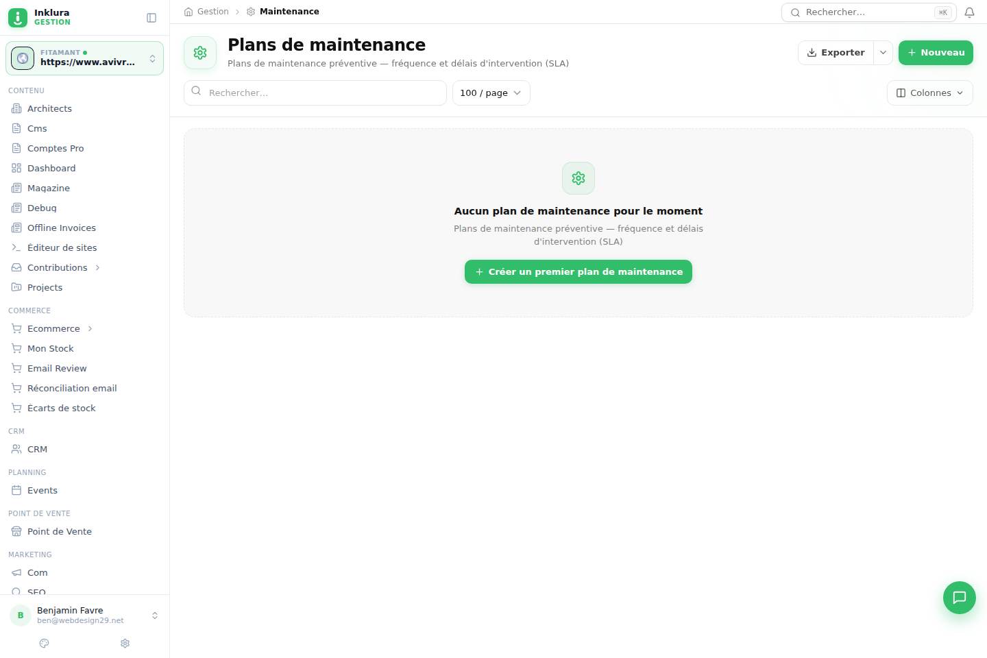 Maintenance — Vue d'ensemble de Maintenance