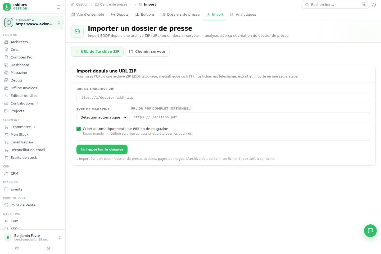 Centre de presse — Import