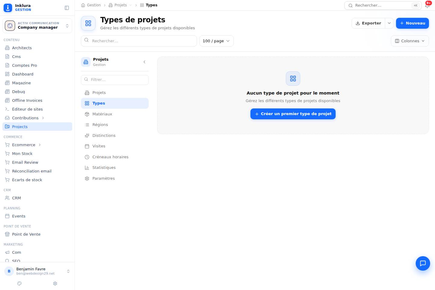 Projets — Types