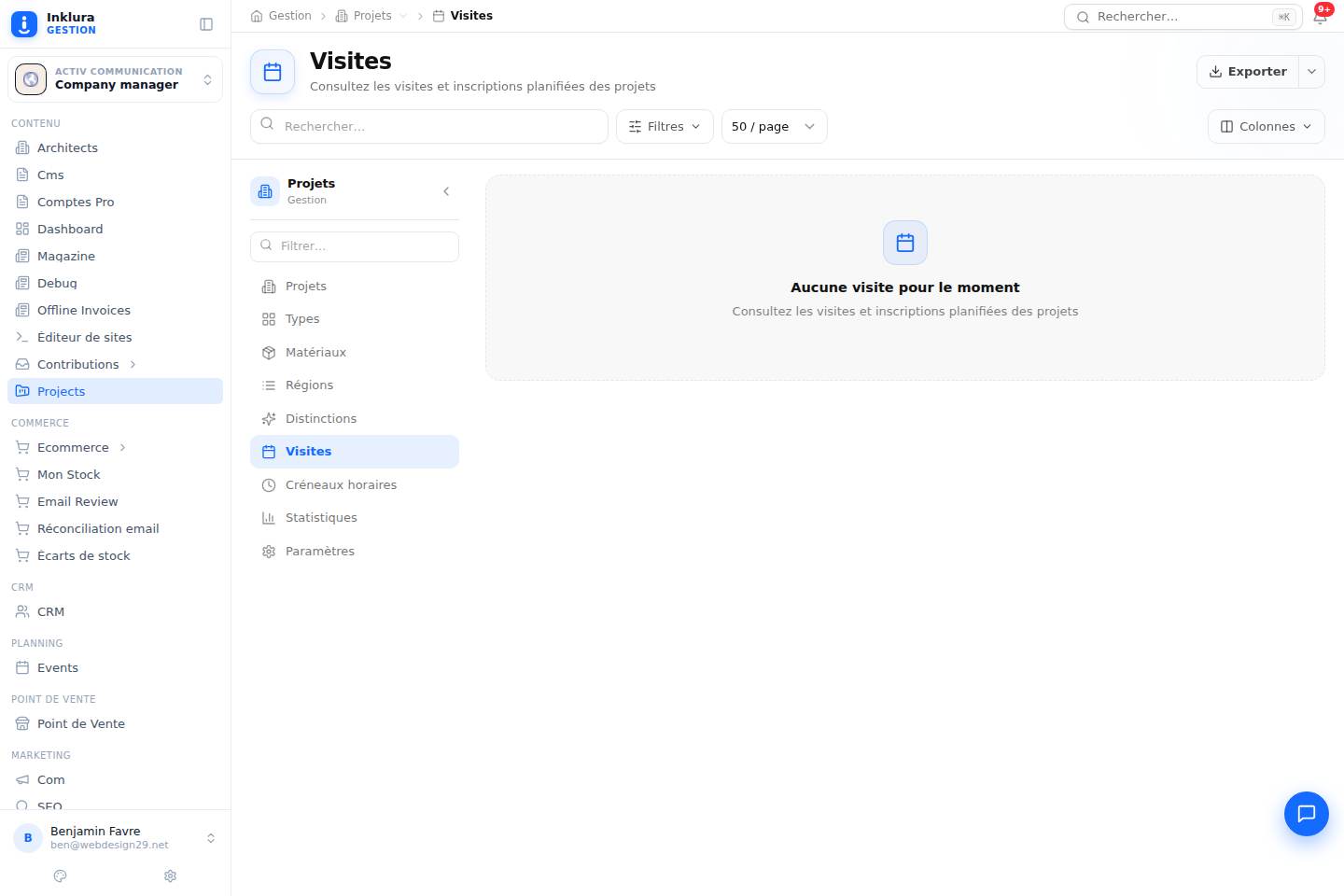 Projets — Gestion des visites