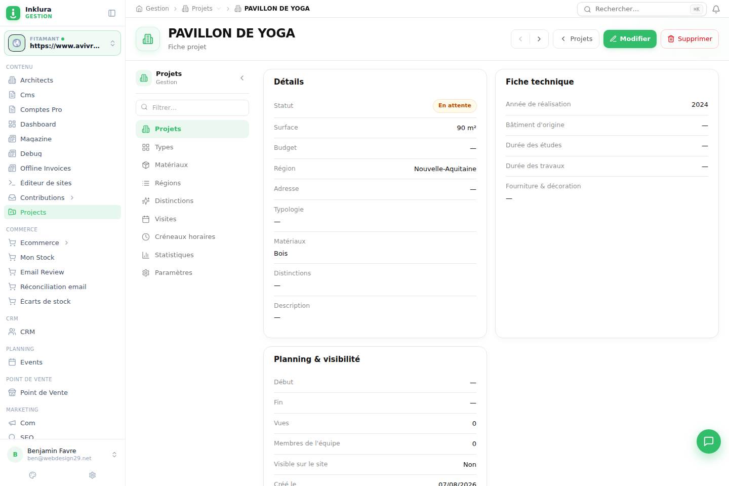 Projets — Fiche — Vue d'ensemble