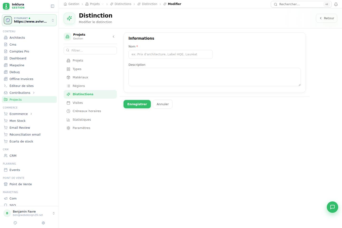 Projets — Modifier — Distinctions