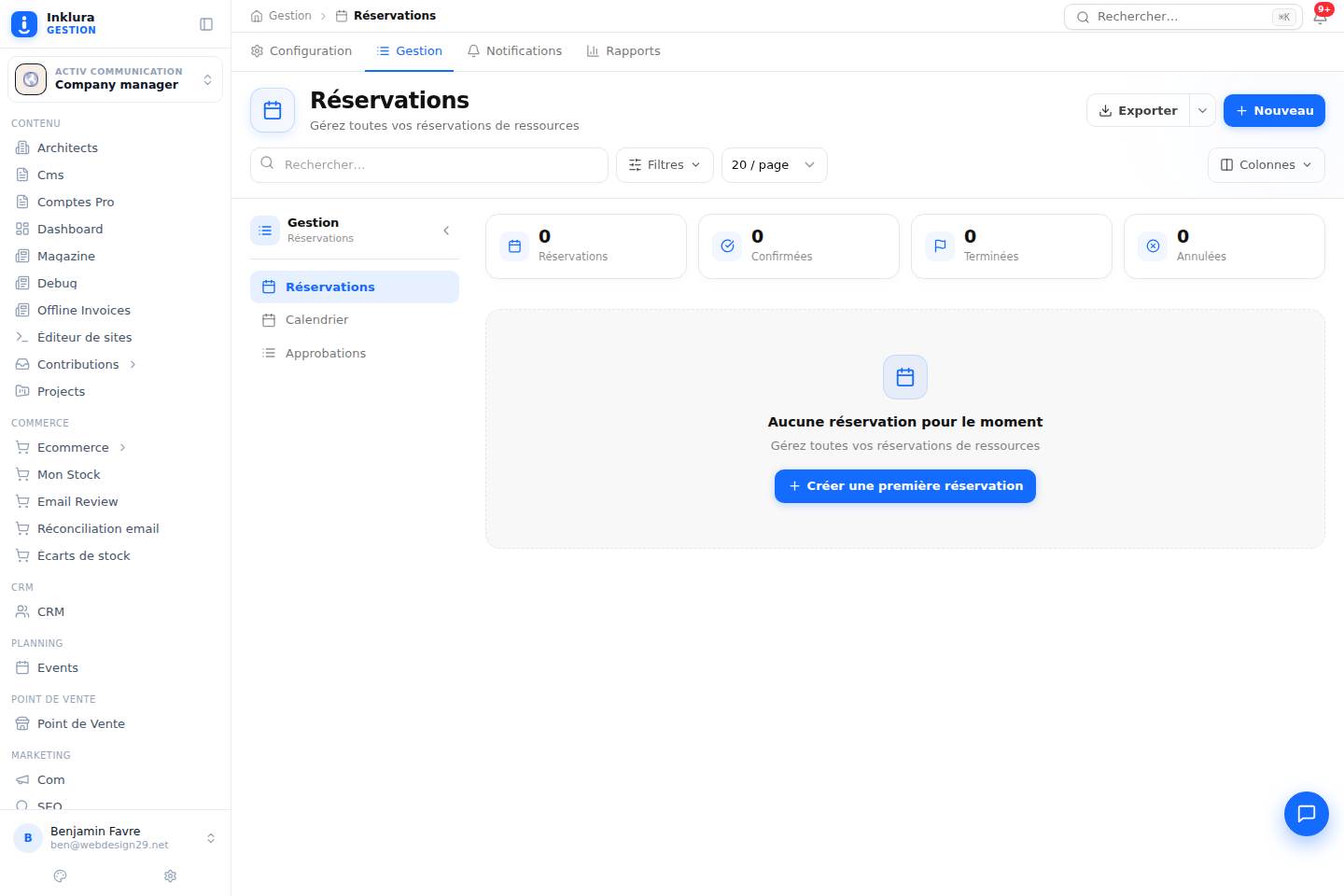 Réservations — Gestion · Réservations