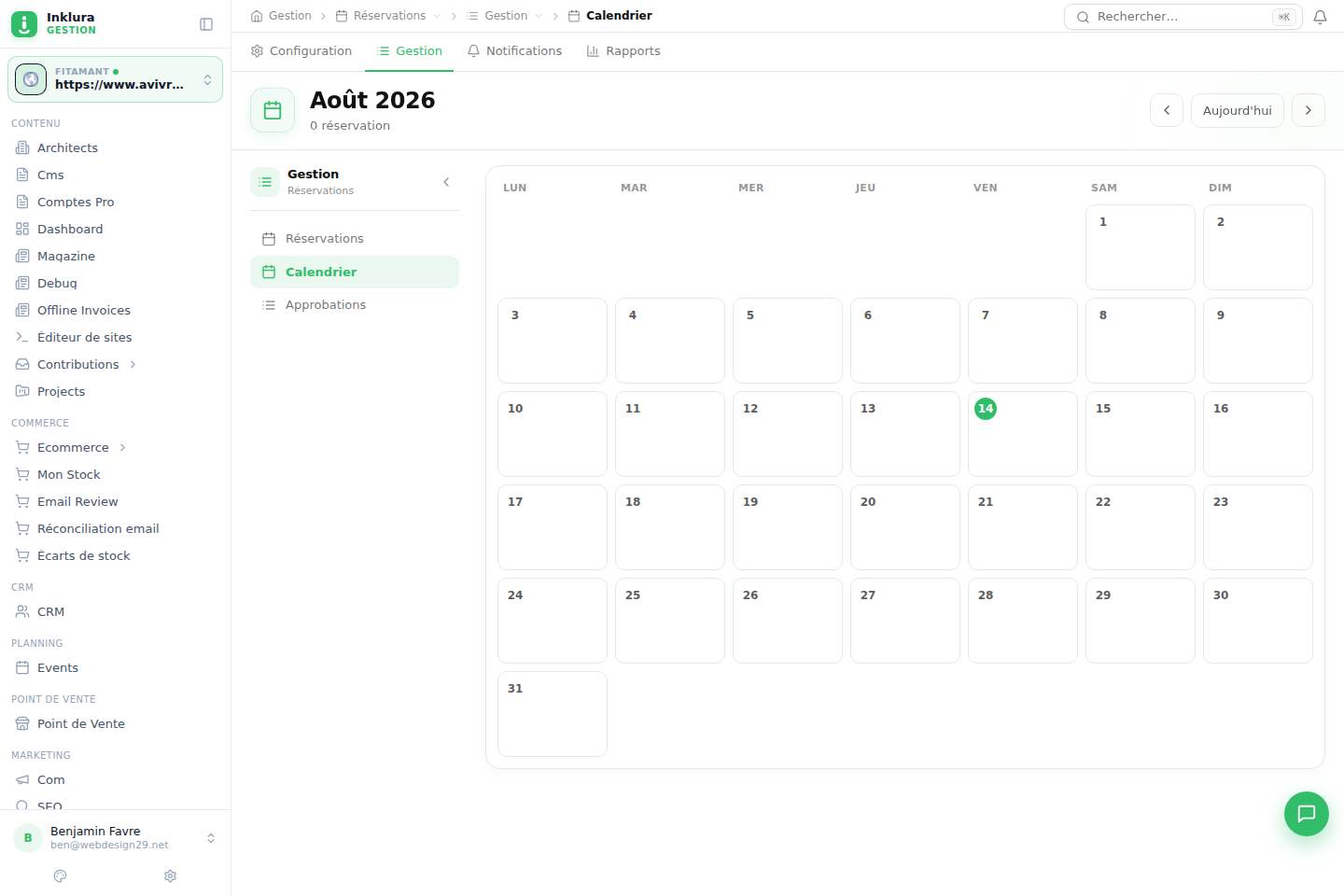 Réservations — Gestion · Calendrier