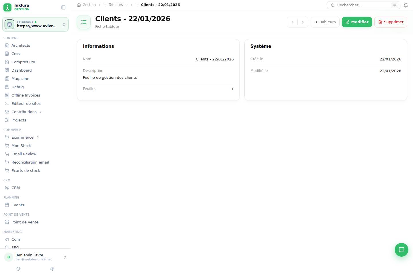 Tableurs — Fiche — Vue d'ensemble